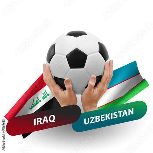 Soccer football competition match  national teams iraq vs uzbekistan
