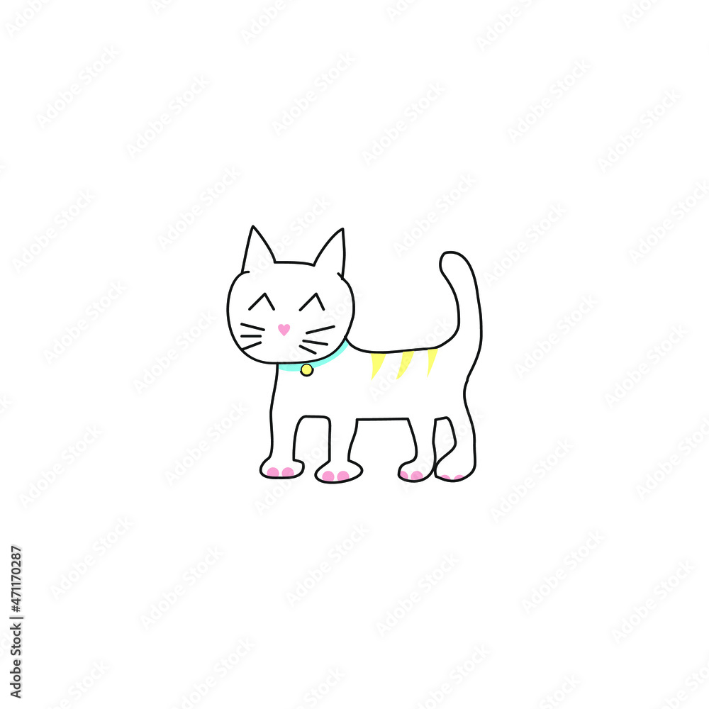 Drawing cat vector simple and cute design