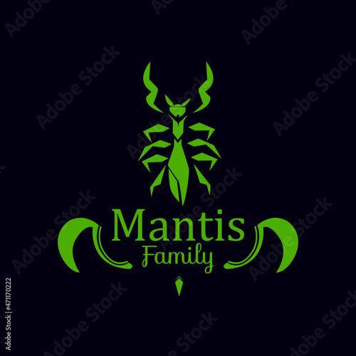 
praying mantis cool symbol logo in vector