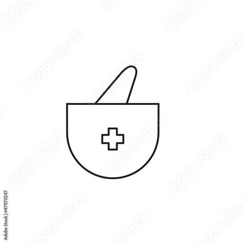 herb medicine pounder concoction icon line style graphic design vector