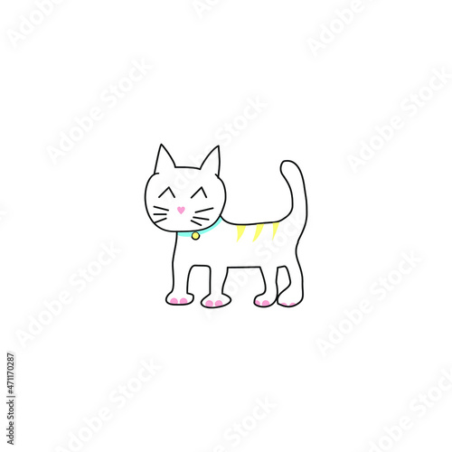 Drawing cat vector simple and cute design © Nocturlicious