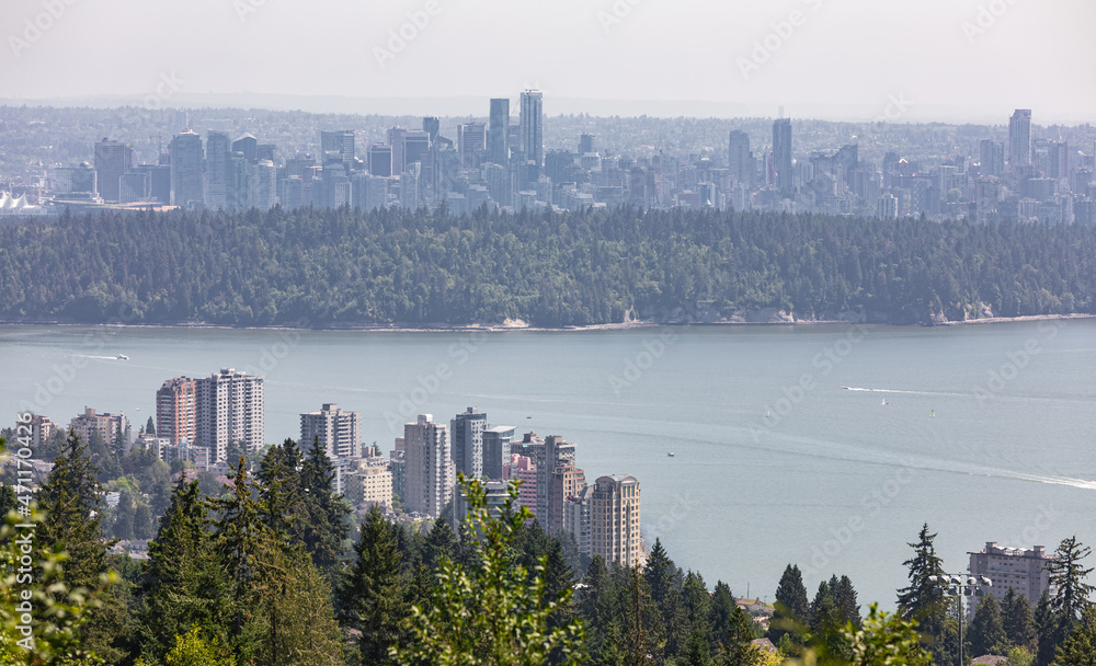 Fototapeta premium View of a Greater Vancouver, view from Cypress Mountain Vancouver Outlook, West Vancouver, BC, Canada.
