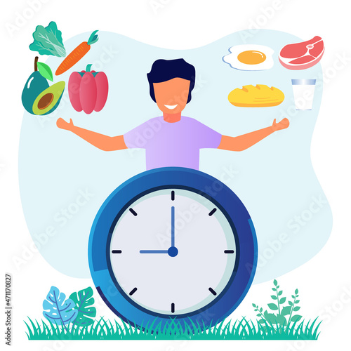 Illustration vector graphic cartoon character of balance diet