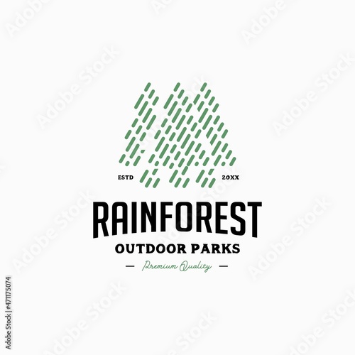 line art rain forest tree logo icon vector template