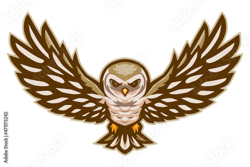 Cartoon funny barn owl flying
