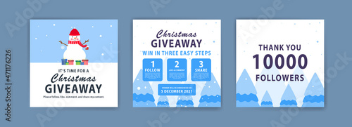 Christmas giveaway. Christmas banner. Banner vector illustration for background, greeting card, and postcard.