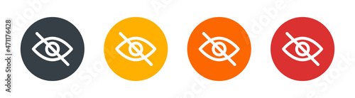 Hidden from view eye crossed out icon vector illustration. Invisible symbol
