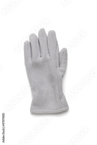 Warm fleece sports glove with the left hand insulated on a white background.