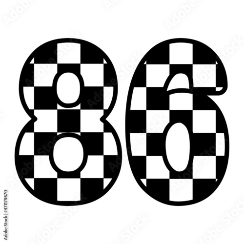 Number 86 with Checkered Print, eighty six photo