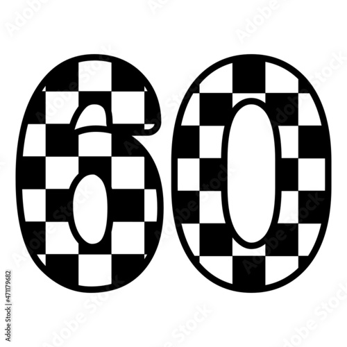 Number 60 with Checkered Print, sixty
