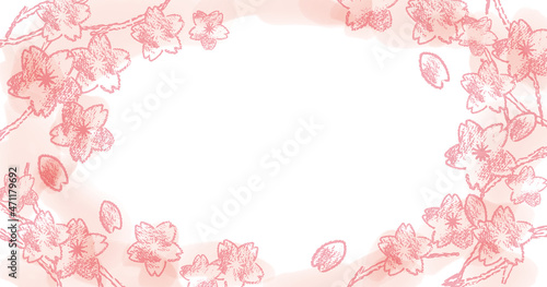手描き　桜のスケッチ