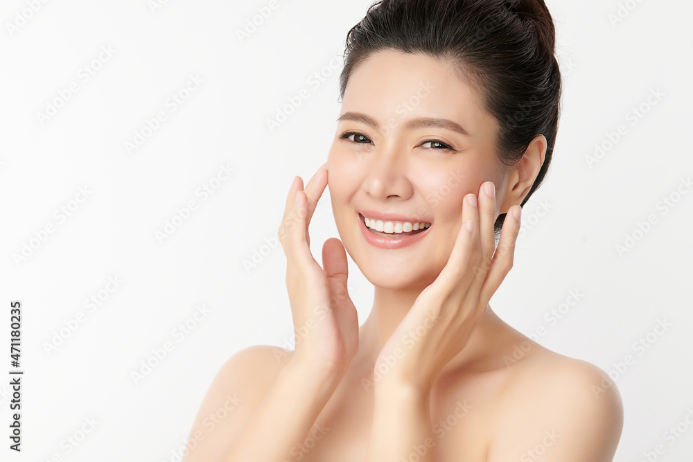 Beautiful young asian woman with clean fresh skin on white background, Face care, Facial treatment, Cosmetology, beauty and spa, Asian women portrait. Beautiful young asian woman with clean fresh skin on white background, Face care, Facial treatment, Cosmetology, beauty and spa, Asian women portrait.