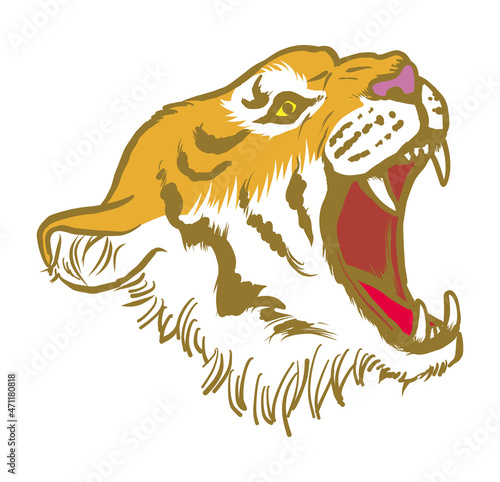 叫ぶトラ　頭部　クリップアート