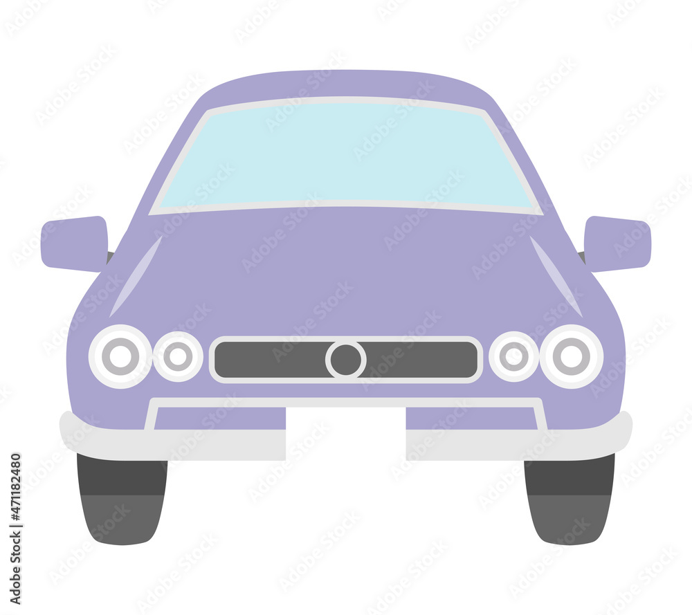 Car front view icon - purple retro style car Car front view icon - purple retro style car