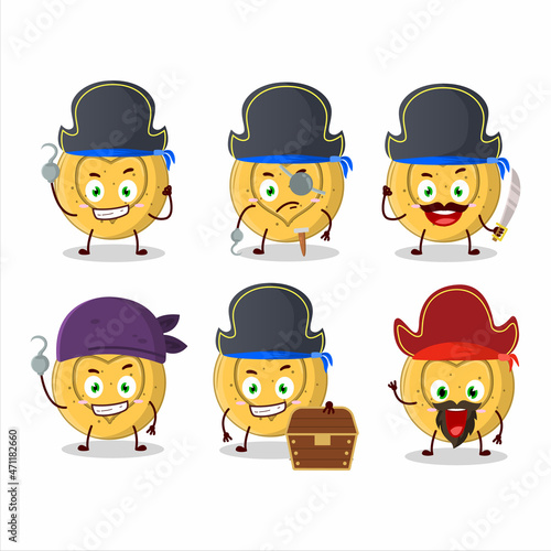 Cartoon character of dalgona candy love with various pirates emoticons