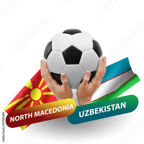Soccer football competition match  national teams north macedonia vs uzbekistan