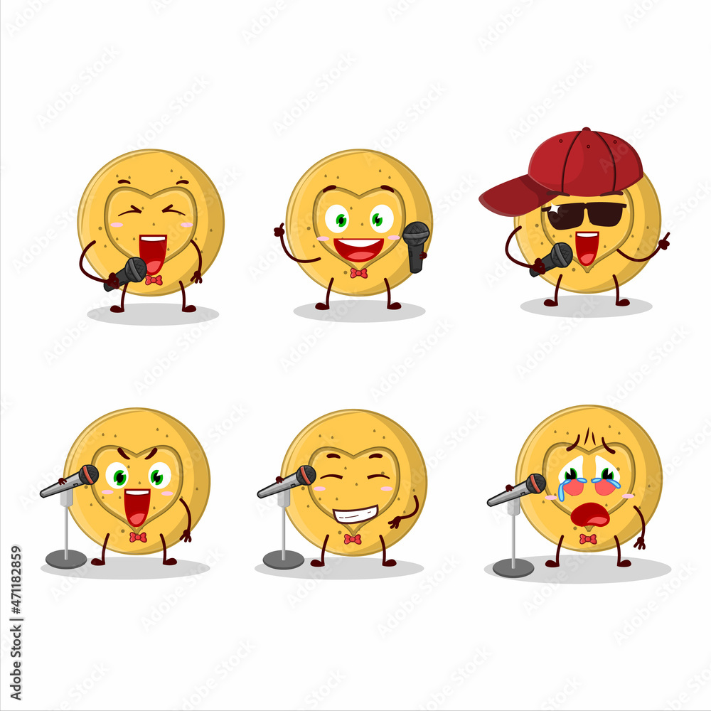 A Cute Cartoon design concept of dalgona candy love singing a famous song A Cute Cartoon design concept of dalgona candy love singing a famous song
