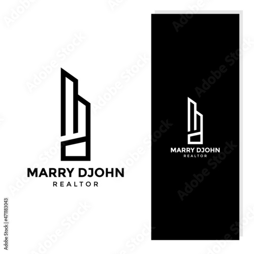 MD lettering, real estate, realtor, minimalist unique logo icon concept