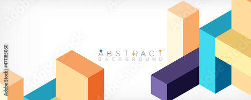 Abstract background. 3d cubes, cubic elements and blocks. Techno or business concept for wallpaper, banner, background, landing page