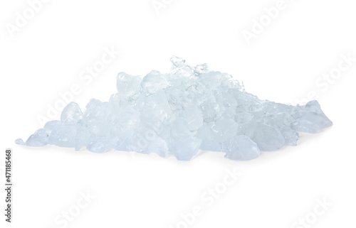 Heap of crushed ice on white background