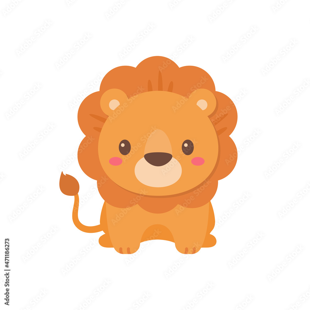 Wild animal cartoons. cute lion king vector elements for children Wild animal cartoons. cute lion king vector elements for children