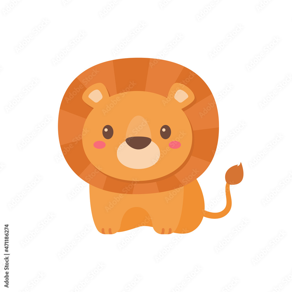 Wild animal cartoons. cute lion king vector elements for children Wild animal cartoons. cute lion king vector elements for children