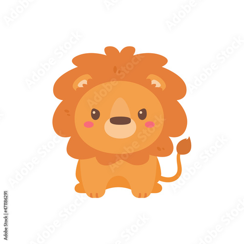 Wild animal cartoons. cute lion king vector elements for children