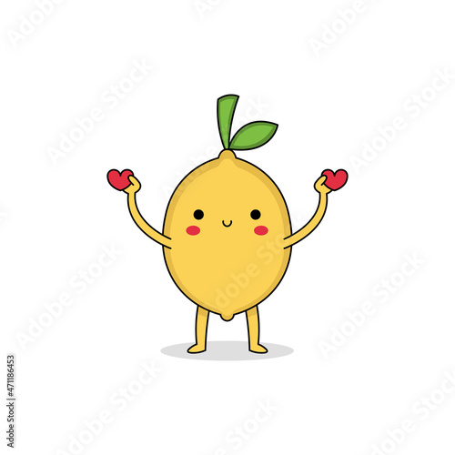 Cute lemon cartoon character spreading love