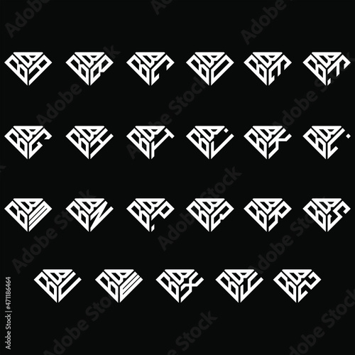BBA to BBZ letter logo creative design, Multiple triple letter logo design
