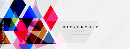 Color triangles composition, geometric abstract background. Techno or business concept, pattern for wallpaper, banner, background, landing page
