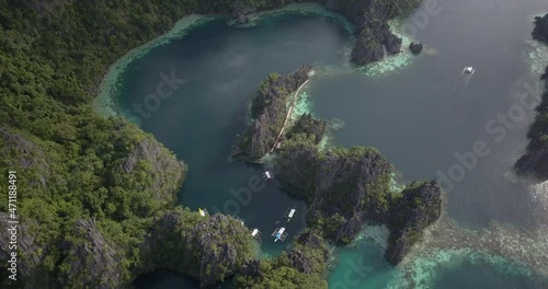 Coron Island In Calamian, Palawan in the Philippines. - aerial photo