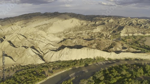 Aerial, Meander Of The Alasani River, Vashlovani National Park, Border Georgia - Azerbaijan photo