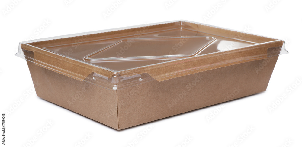Empty paper container for food isolated on white Empty paper container for food isolated on white