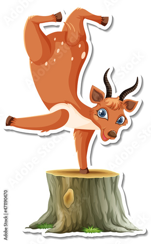Deer dancing cartoon character sticker