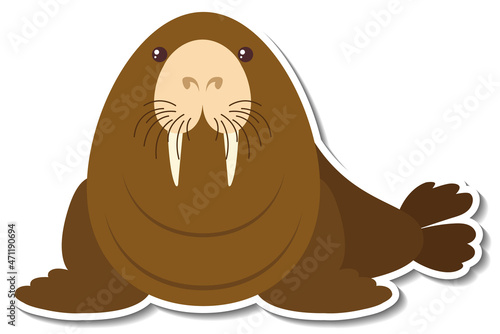Chubby walrus animal cartoon sticker
