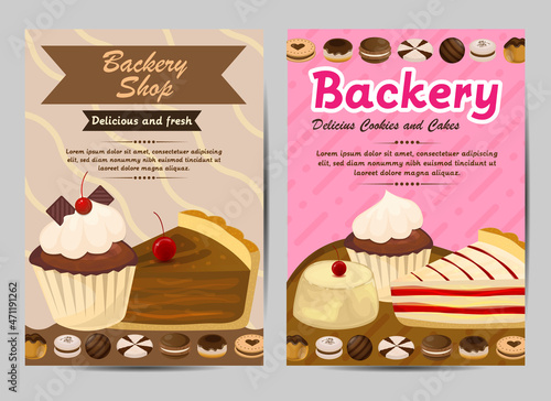 Flyer template concept desserts delicious various illustration restaurant menu promotion vector