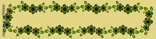 Illustration on a sheet of 4x1 format - stylized flowers with leaves - graphics. Banner for text, gift
