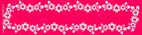 Illustration on a sheet of 4x1 format - stylized flowers with leaves - graphics. Banner for text, gift