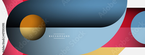 Geometric abstract background. Round shapes, circles, lines composition for wallpaper banner background or landing page