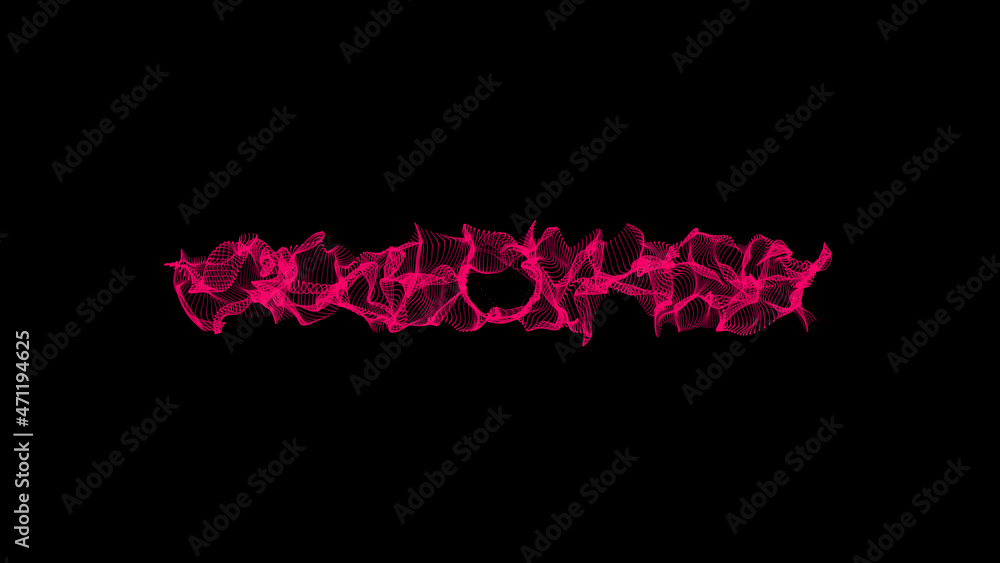 abstract pink cloud on black background. movement of pink glowing abstract shape