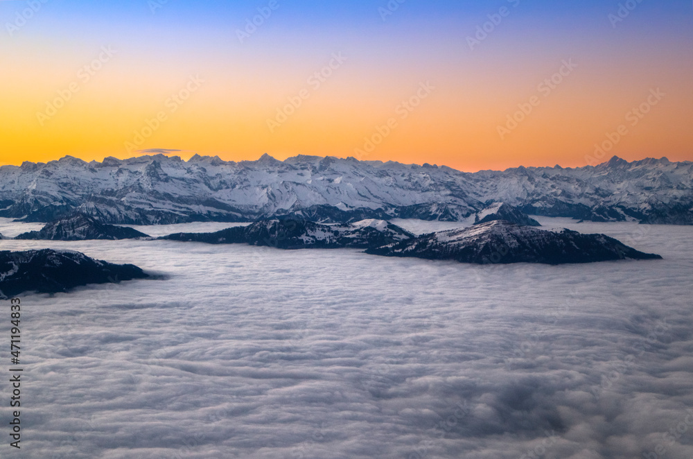 Sunrise over the snow covered Alps Sunrise over the snow covered Alps