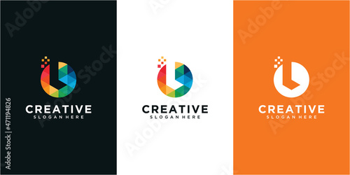 Creative initials letter L colorful polygonal logo and vector icon photo