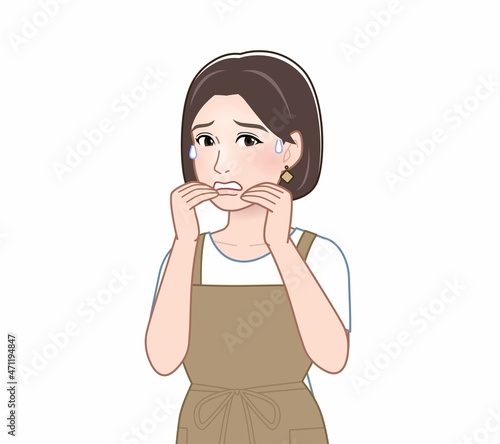 エプロンを着た女性