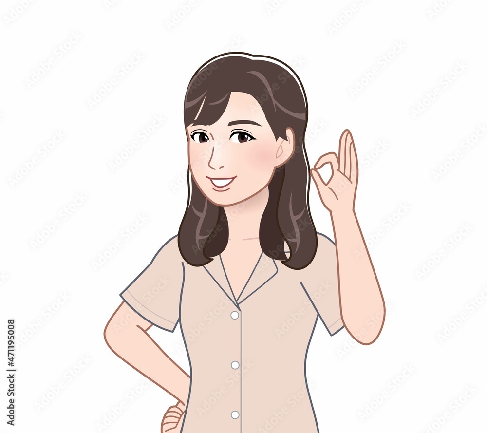 パジャマを着た若い女性