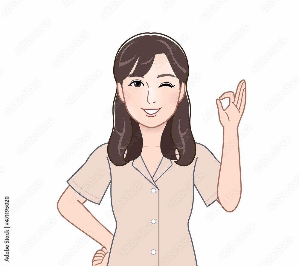 パジャマを着た若い女性 パジャマを着た若い女性
