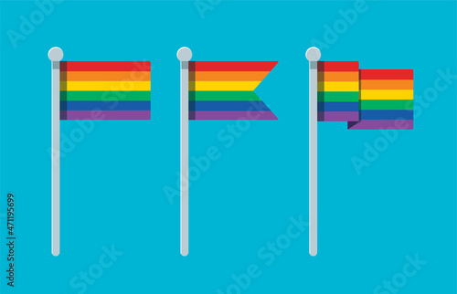 set of rainbow flag lgbt pride. vector illustration