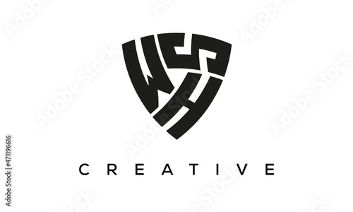 WHS letters logo, security Shield logo vector