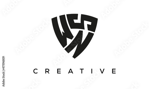 WNS letters logo, security Shield logo vector photo