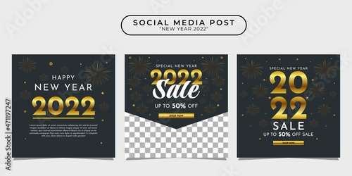 2022 happy new year social media post design template collection for banner, poster, advertising, etc.