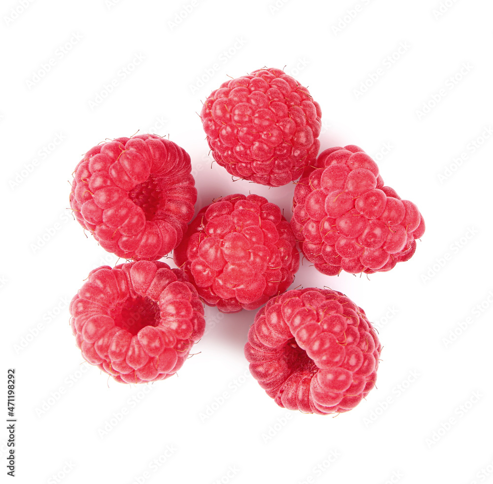 Tasty ripe raspberries on white background Tasty ripe raspberries on white background